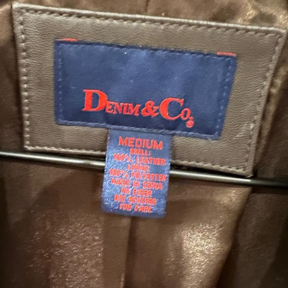 Denim & Co. 100% Leather Mens Blazer Jacket Medium Brown Classic Style - Picture 3 of 10